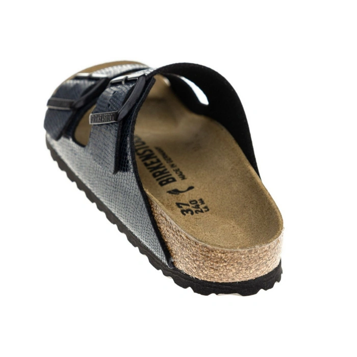 Klapki damskie Birkenstock Arizona BS birko-flor ze skórzaną wkładką granatowe r. 40