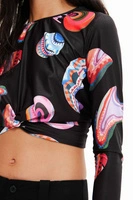 Bluzka damska Desigual by Mr. Christian Lacroix Smile czarna z nadrukiem r. XS