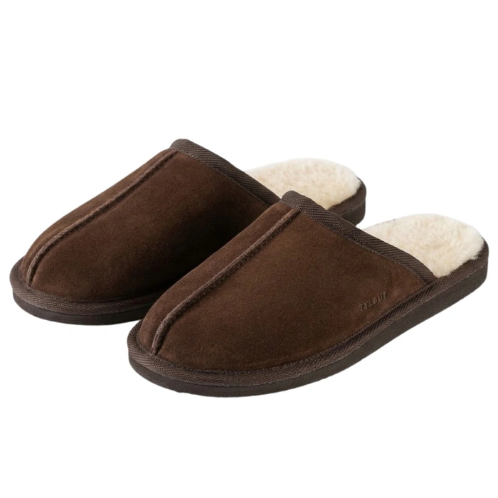 Kapcie męskie ze skóry naturalnej ciepłe wełna owcza ręcznie szyte 42