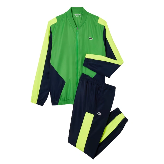 Kompletny męski dres Lacoste Sport spodnie + kurtka zielony r. XS