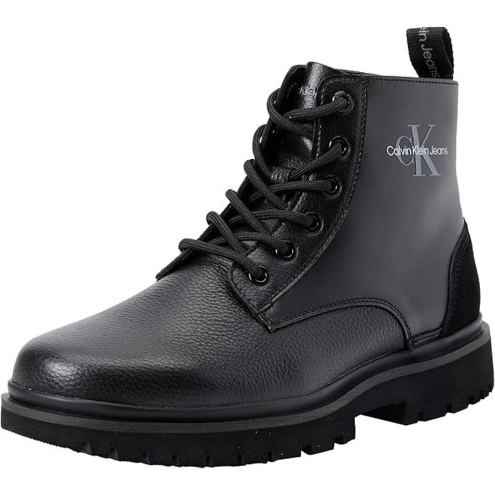Buty damskie Calvin Klein Jeans Eva Boot Mid Lace Up trepy skórzane czarne r. 38