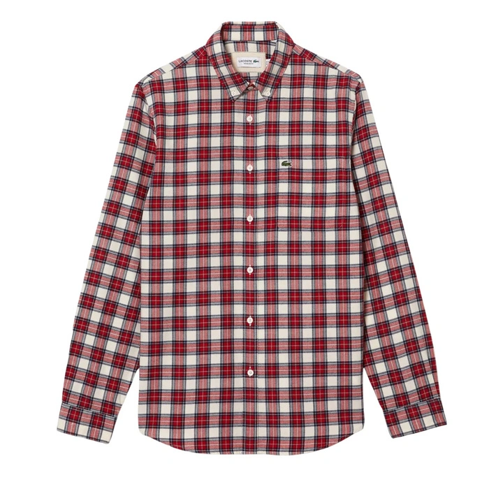 Koszula męska Lacoste w kratkę czerwono-biała r. S/M