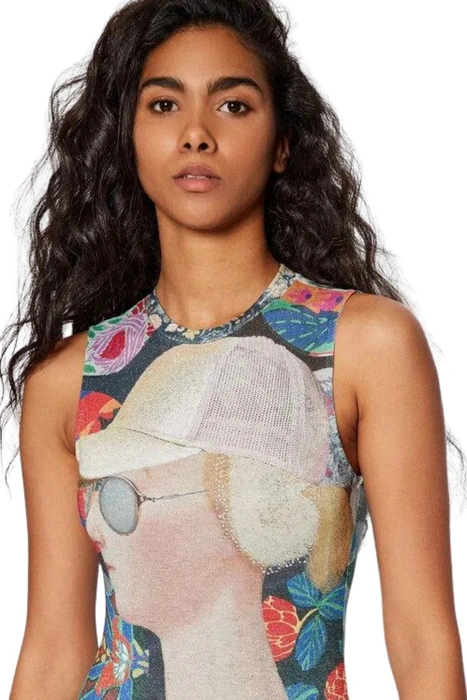 Body damski Desigual Maltese z nadrukiem bez rękawów r. S