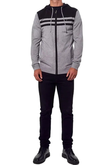 Sweter męski Kaporal Aurel rozsuwany szary z kapturem r. S