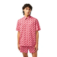 Koszula męska Lacoste Relaxed Fit z krótkim rękawem różowa r. XXL