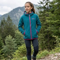 Kurtka dziecięca Jack Wolfskin Fourwinds softshell niebieska z kapturem