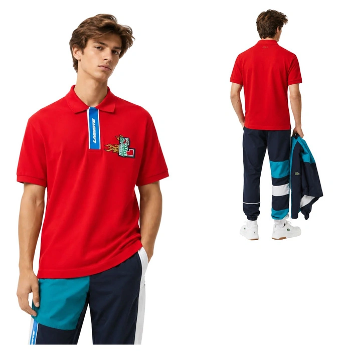 Koszulka męska Lacoste polo z kontrastowym zapieciem czerwona r. XS