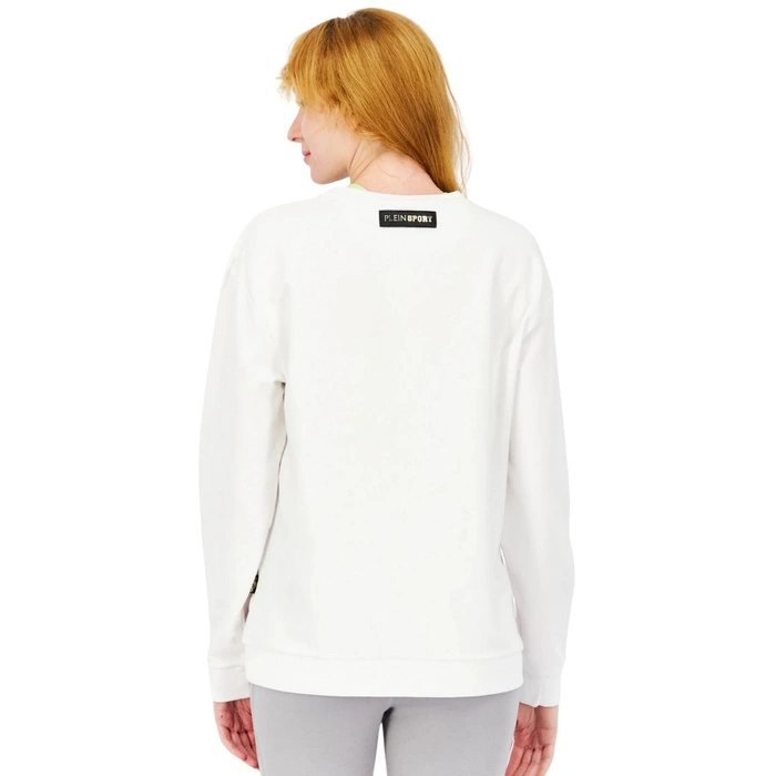 Bluza damska Plein Sport C-Neck bawełniana biała z duzym logotypem r. M