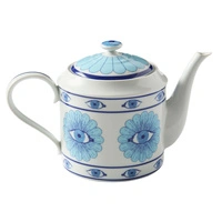 Imbryk dzbanek do herbaty Jonathan Adler Druggist porcelanowy biało-niebieski