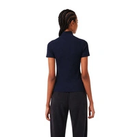 Koszulka damska Lacoste Contrast Bands Zip Neck Polo granatowa r. S