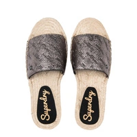 Klapki damskie Superdry Maya Espardille wsuwane metaliczne r. 39