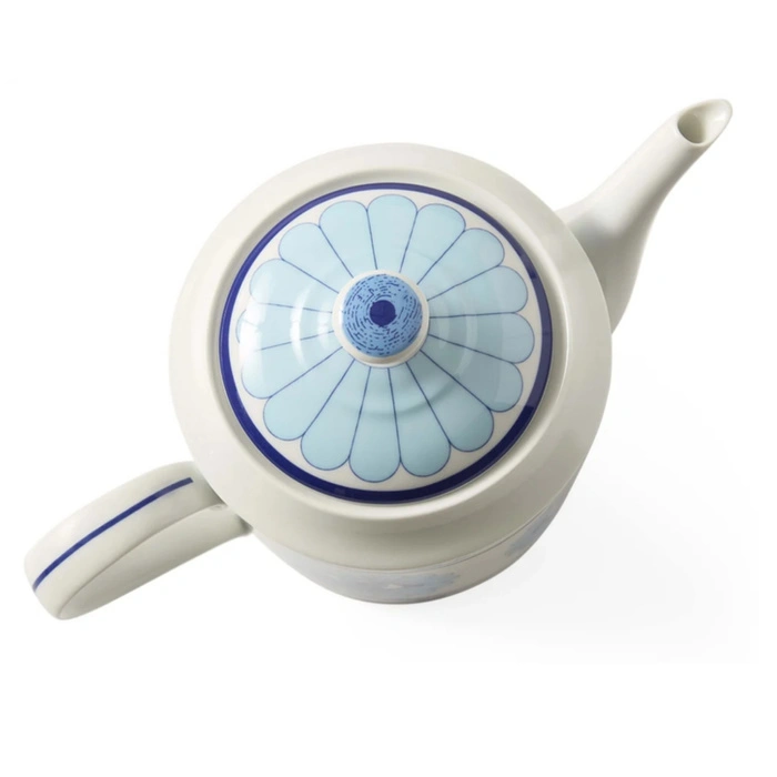 Imbryk dzbanek do herbaty Jonathan Adler Druggist porcelanowy biało-niebieski