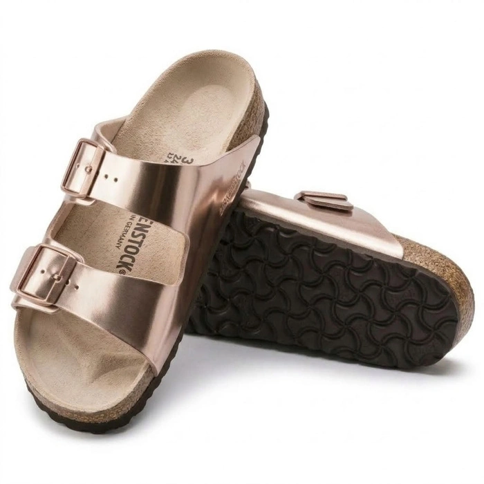 Klapki damskie Birkenstock Arizona BS narrow birko-flor różowo-złote r. 41