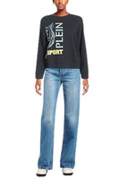 Bluza damska Plein Sport C-Neck bawełniana czarna z nadrukiem r. L