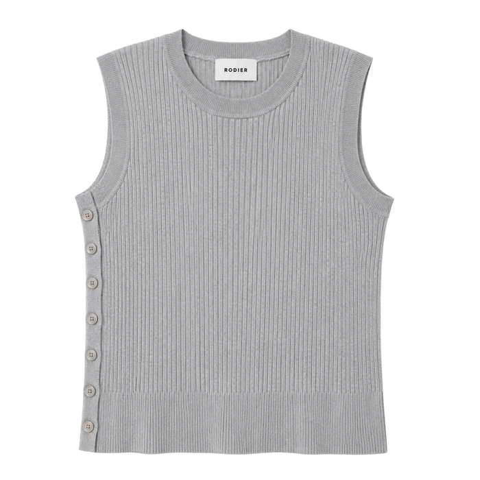 Sweter damski Rodier kamizelka bez rękawów szara r. XL