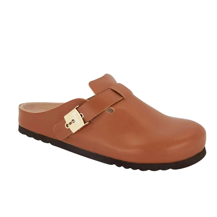 Klapki damskie Scholl Grace Leather zabudowane brązowe skórzane r. 38