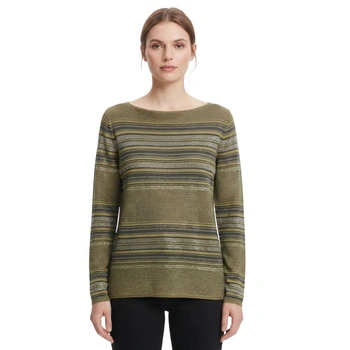Sweter damski Sarah Pacini zielony w paski len