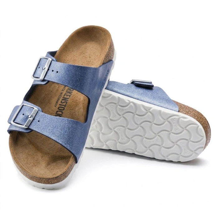 Klapki damskie Birkenstock Arizona BS regular metaliczne niebieskie r. 41