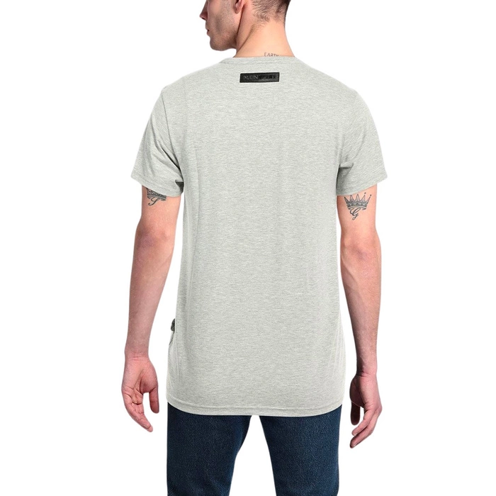 Koszulka męska Plein Sport t-shirt szary z nadrukiem r. XL