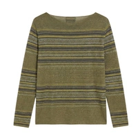Sweter damski Sarah Pacini zielony w paski len