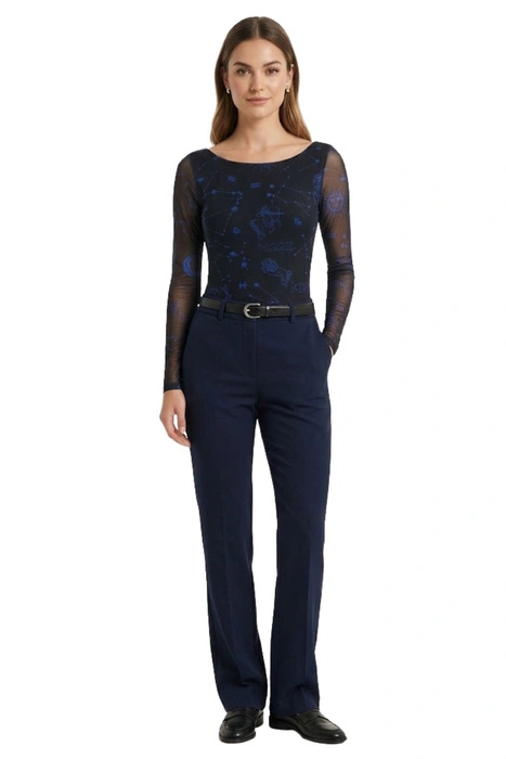 Body damski Desigual Gaua eleganckie czarne z astrologiczną grafiką r. S