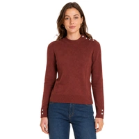 Sweter damska Naf Naf Alina brązowy z ozdobnymi guzikami r. M
