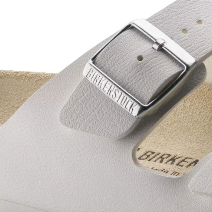 Klapki męskie Birkenstock Arizona skórzane Birko-flor regular białe r. 48