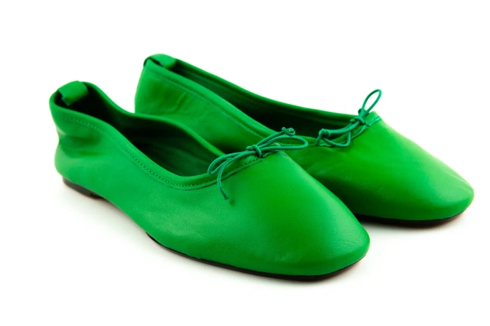Buty damskie ZARA baleriny skórzane zielone