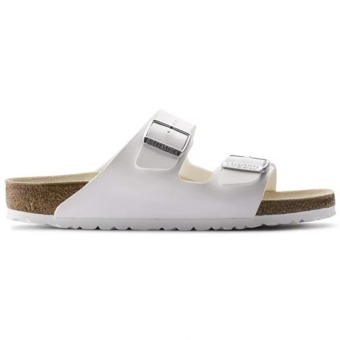Klapki męskie Birkenstock Arizona skórzane Birko-flor regular białe r. 48