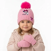 Komplet czapka rękawiczki Disney Minnie dla dziewczynki zimowy