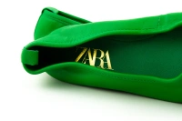 Buty damskie ZARA baleriny skórzane zielone