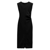 Sukienka damska Zara midi czarna elegancka z marszczeniem