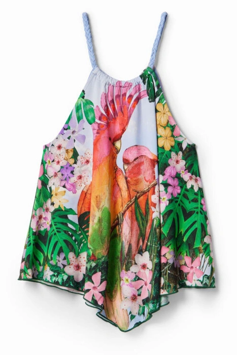 Bluzka damska Desigual Azucar czarny w neonowe pasy halter r. L