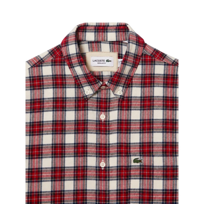 Koszula męska Lacoste Check Print w kratkę czerwono-biała r. S