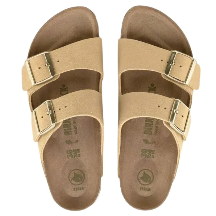Klapki damskie Birkenstock Arizona BS birko-flor vegan beżowe r. 38