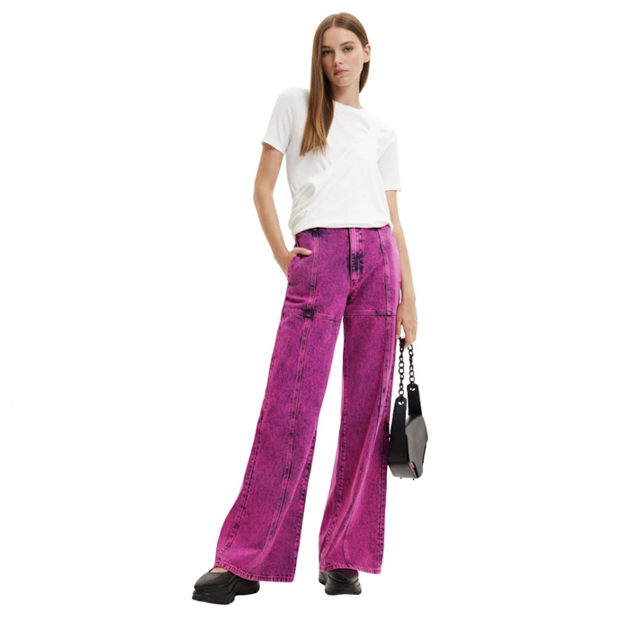 Spodnie damskie Desigual Maitrepierre Fresh jeansy różowe
