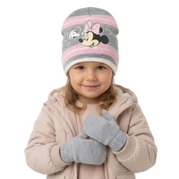Komplet czapka rękawiczki Disney Myszka Minnie zimowa szary dla dziewczynki r. 50