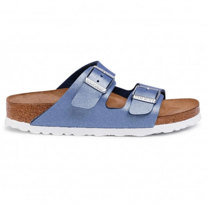 Klapki damskie Birkenstock Arizona BS regular metaliczne niebieskie r. 41