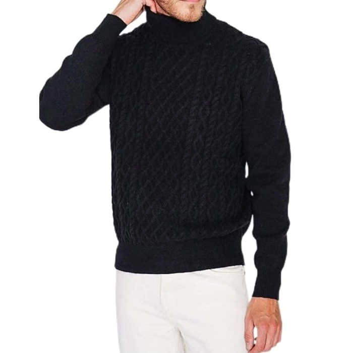 Sweter męski C&JO golf czarny ze splotem