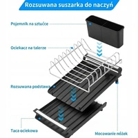 Ociekacz do naczyń Zhufas czarny dwupoziomowy