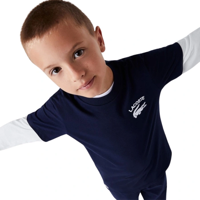 Koszulka dziecięca Lacoste bawełniana granatowa t-shrit r. 92